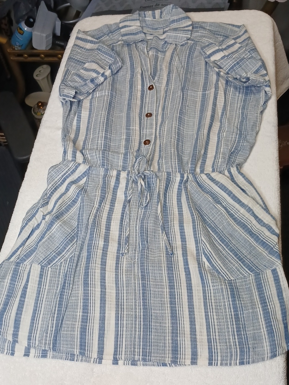 Lucy Love Blue and White Striped Mini Dress